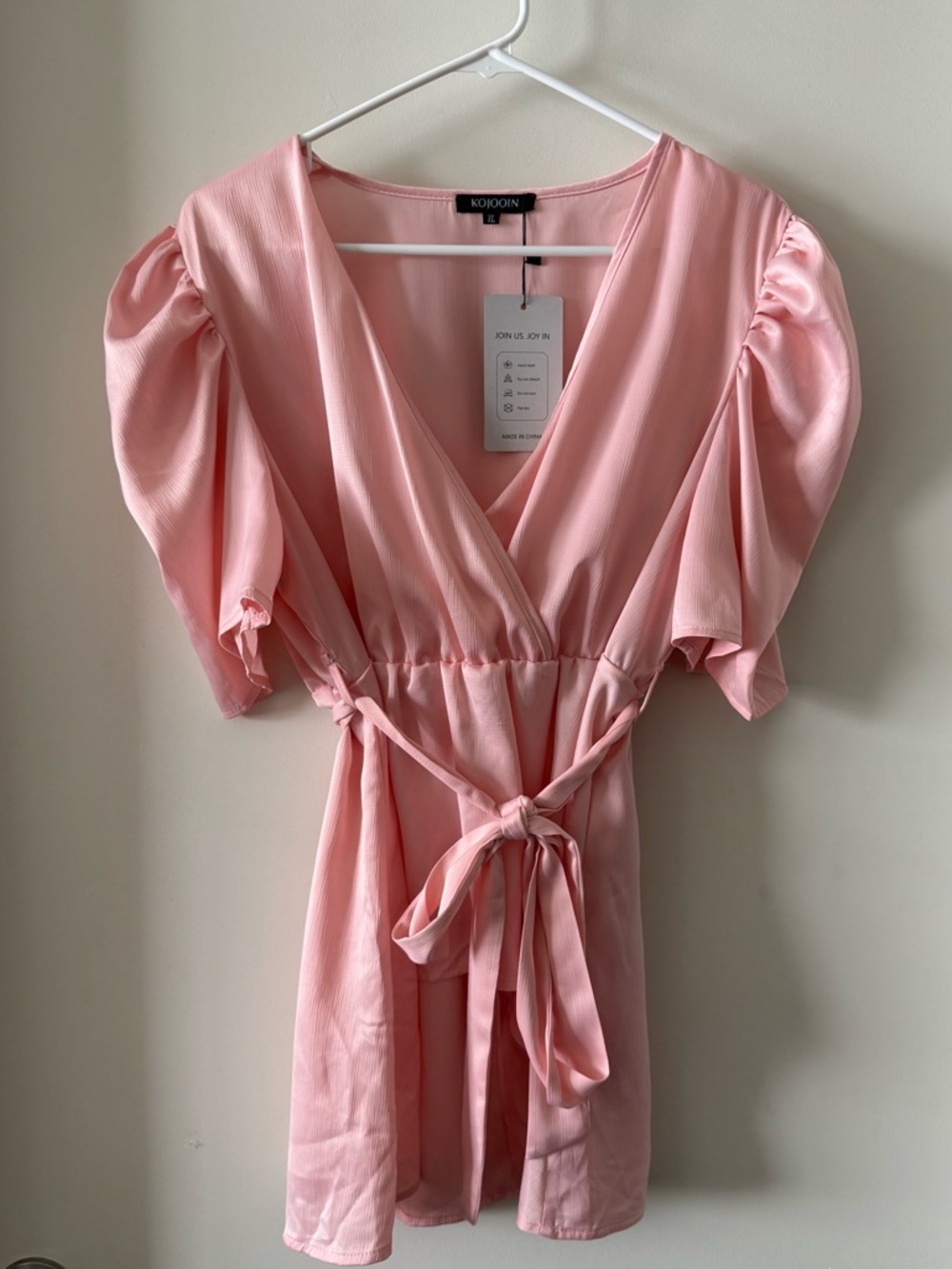 NWT Babydoll Faux Wrap Belted Top